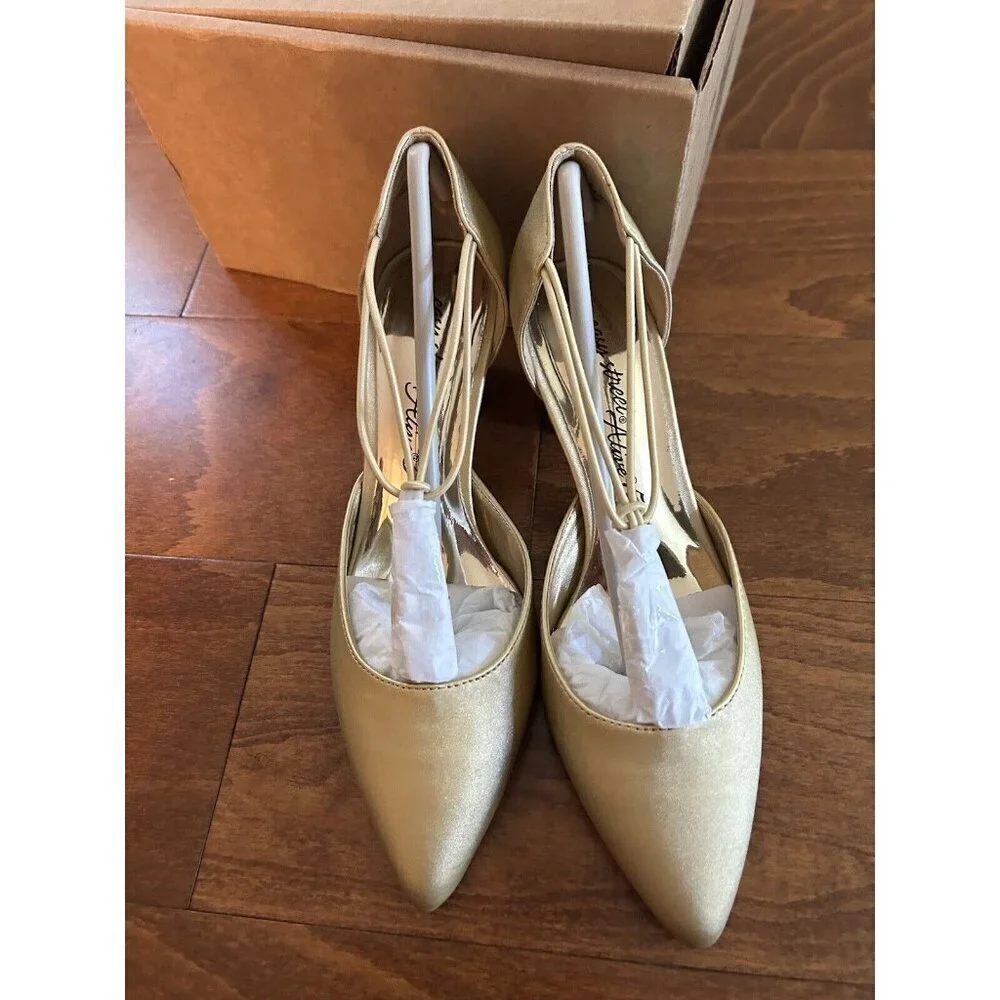 Easy Street‎ Moonlight Dress Pumps Gold Satin Pointed Toe Heels Size 5 M NEW